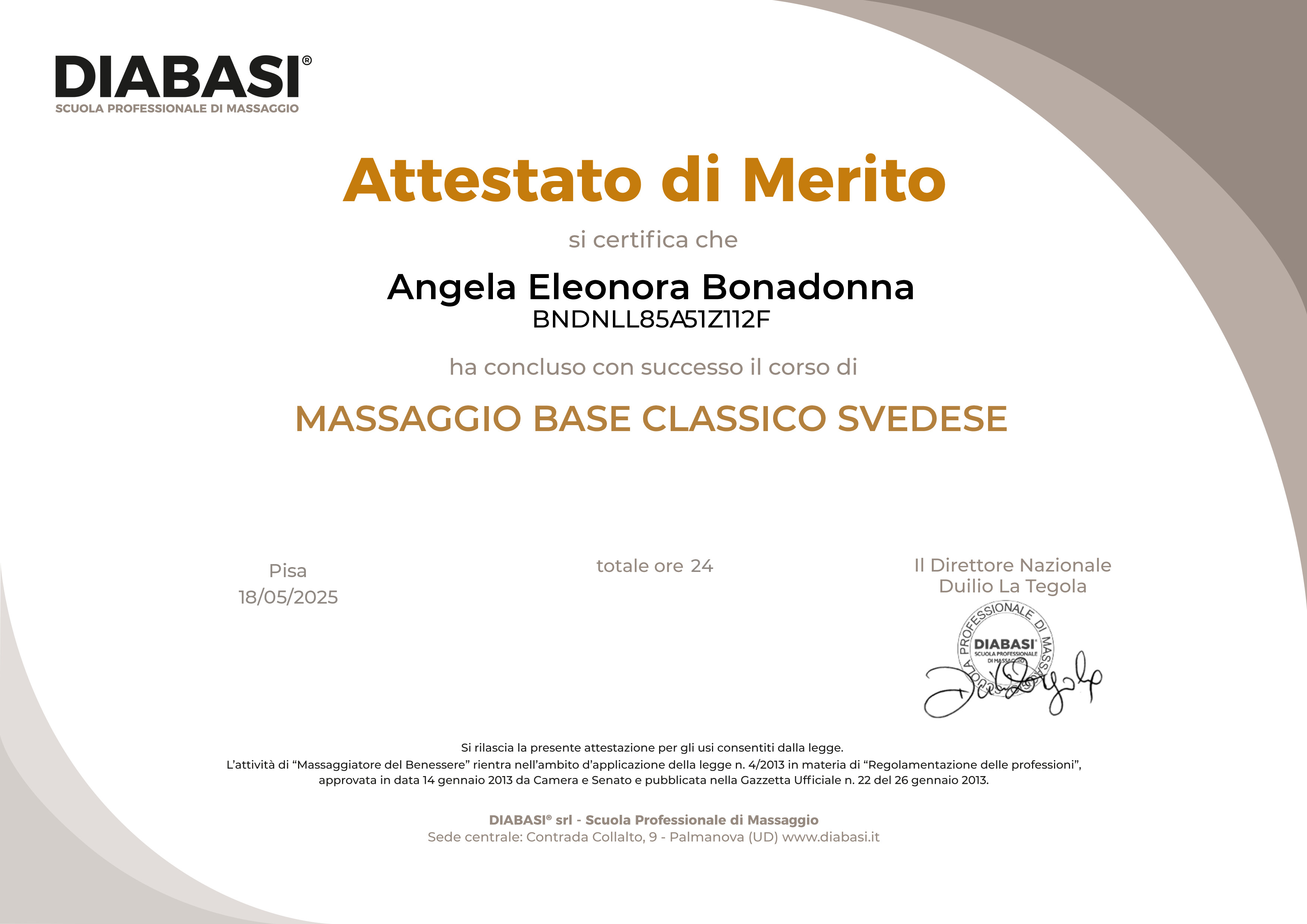 ATTESTATO MASSAGGIO SVEDESE
